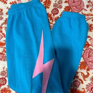 AUTHENTIC Neon blue pink bolt aviator nation sweatpants | M